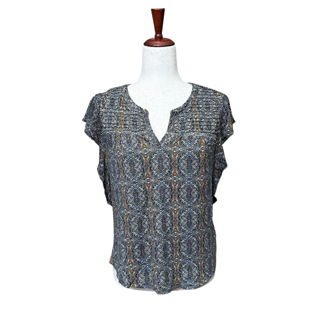 Anthropologie Meadow Rue Marion Pleated Top XS Flutter Sleeves #1651 - Picture 3 of 8